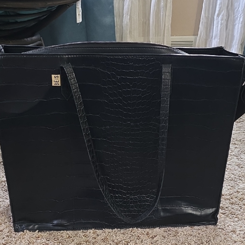Beis The Large Work Tote - Black Croc